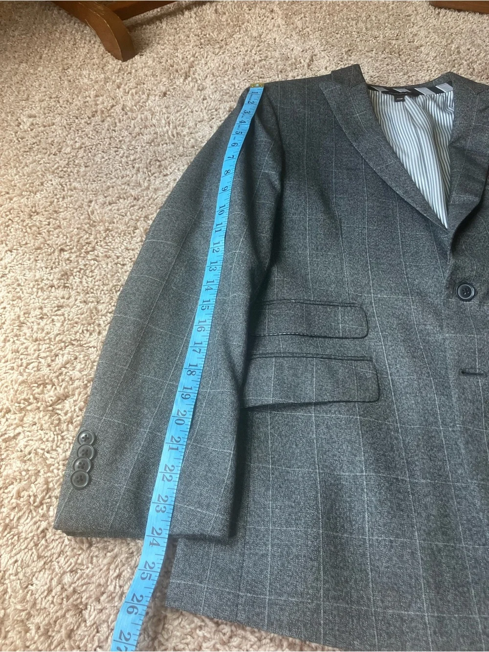 Banana Republic Gray Windowpane Italian Wool Suit